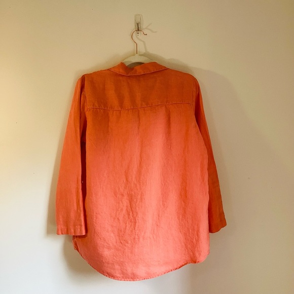 Ellen Tracy orange linen blouse SIZE M - Picture 3 of 11